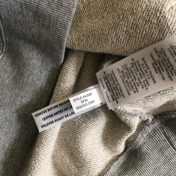 J. Crew V-neck Cotton Terry Hoodie Heather Grey Large NWOT - Picture 7 of 9